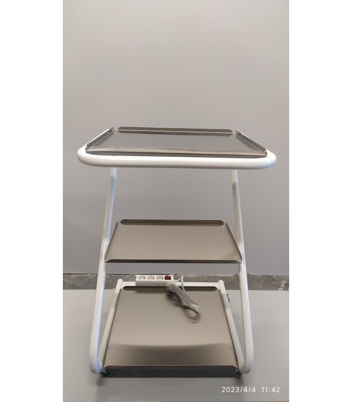 Τροχήλατο Μικροσυσκευών με 3 ράφια inox και πολύμπριζο 3 θέσεων