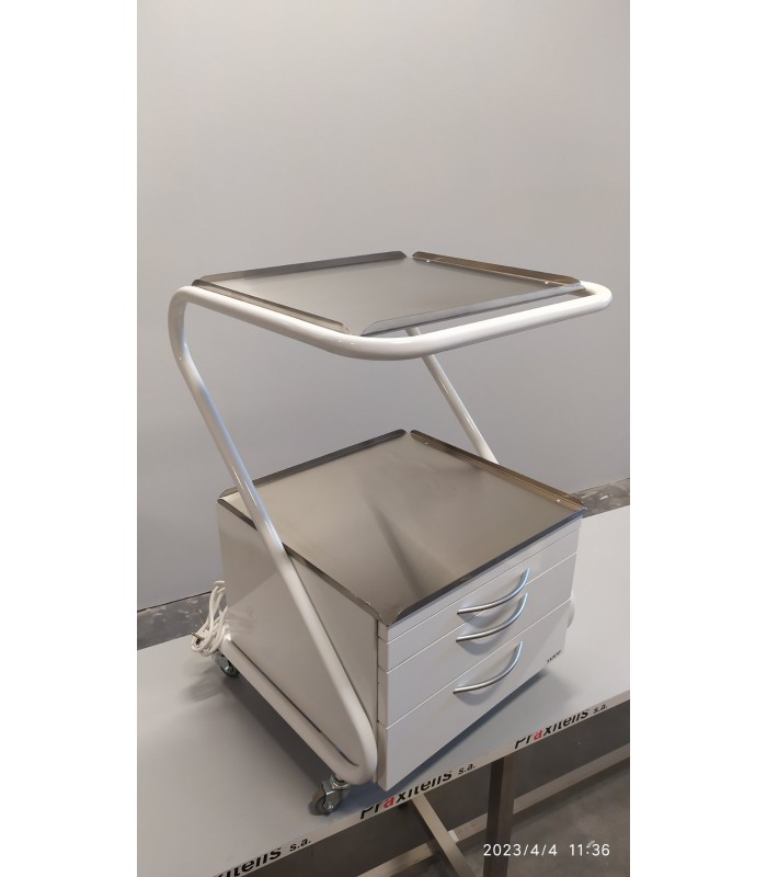 Τροχήλατο με 2 inox ράφια, 3 συρτάρια και πολύπριζο 3 θέσεων