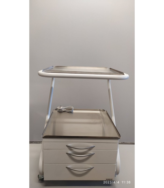 Τροχήλατο με 2 inox ράφια, 3 συρτάρια και πολύπριζο 3 θέσεων