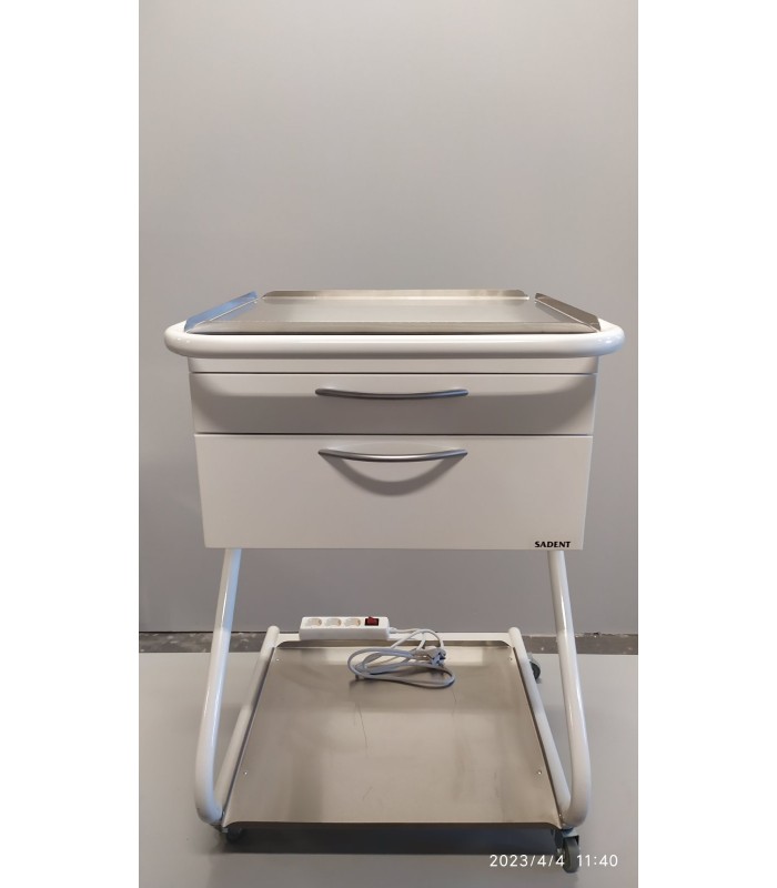 Τροχήλατο με 2 inox ράφια, 2 συρτάρια και πολύπριζο 3 θέσεων