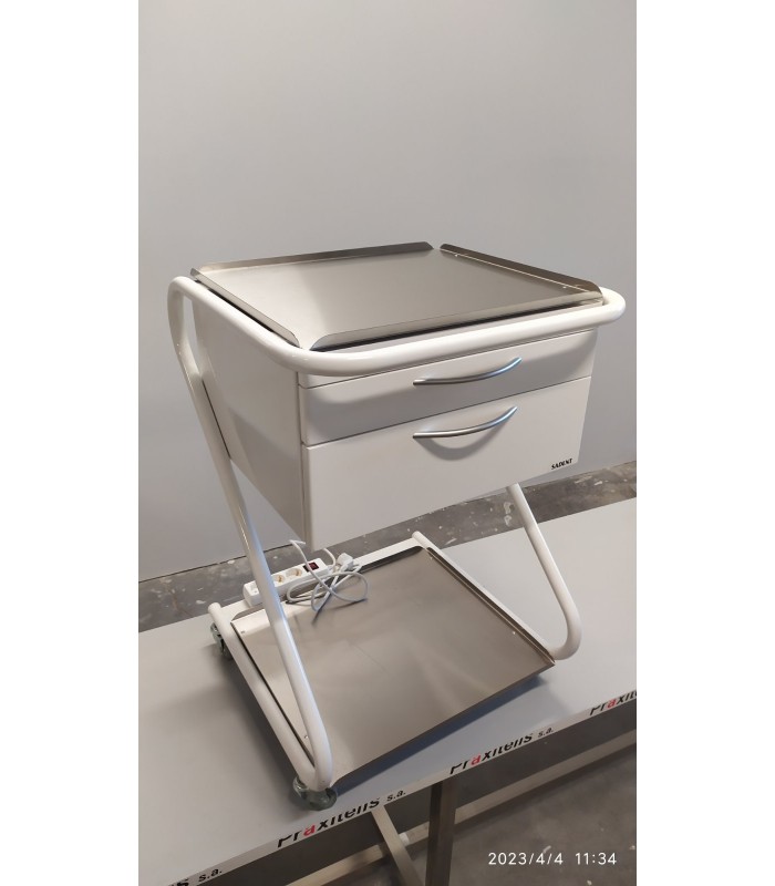 Τροχήλατο με 2 inox ράφια, 2 συρτάρια και πολύπριζο 3 θέσεων